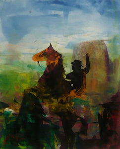 AROMAZ, Carlos - Cowboy on a horse - Oil, 20x16"