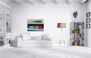 Sylvain Leblanc - Aviron Brun Bleu - 15x72" or 72x15" - technique mixte - mixed media
