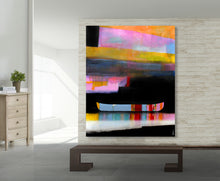 Load image into Gallery viewer, Sylvain Leblanc - Aviron Brun Bleu - 15x72&quot; or 72x15&quot; - technique mixte - mixed media
