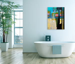 Sylvain Leblanc - Aviron Brun Bleu - 15x72" or 72x15" - technique mixte - mixed media