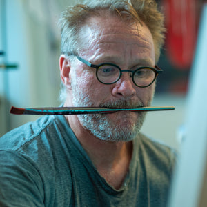 Sylvain Leblanc - Aviron Brun Bleu - 15x72" or 72x15" - technique mixte - mixed media